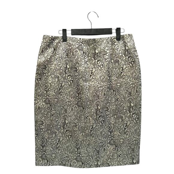 J. Jill Floral Metallic Pencil Skirt NWT Women's Sz 12 Silver Glam Bold Shimmer - Picture 2 of 7